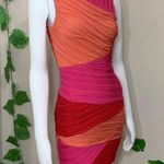 BCBG Maxazria Debra Color Block Pink Orange Dress Photo 4