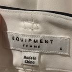 Equipment  white wide leg cropped trousers w/ black trim at waist, hem pockets. 6 Photo 4