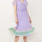 LC Lauren Conrad Lauren Conrad XS Flutter Sleeve Wrap Midi Dress Bouquet floral Prep Cottegecore Photo 0