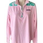 Vineyard Vines  Pink Marthas Vineyard Banana Leaf Quarter Zip Fleece Top ~ SMALL Photo 2