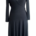 Banana Republic  Dark Grey Stretch Wrap Midi Dress‎ Long Sleeve Size Small Photo 0