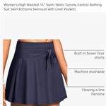 Iseegz. Women's High Waisted 15'' Swim Skirts Tummy Control Bathing Suit Skirt Bottoms Swimsuit with Liner Pockets Photo 3