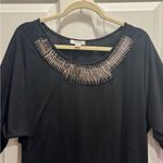 Uniform Advantage Elegant black women's top with elegant beaded details. Size XL. Photo 1