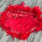 BANJUL  ornate sequin beaded feathered red mini dress Photo 6