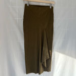 ZARA Women's  Olive Green Asymmetrical Ribbed Knit Midi Skirt S Photo 1