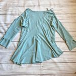 Free People Clear Skies Turquoise Blue Asymmetrical Long Sleeve Tunic Dress Sz L Photo 2