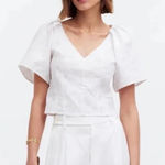 Madewell  Darted V-Neck Crop Top in Floral Retail $92 White Size 6 Photo 0