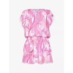 MELISSA ODABASH Keri Ruffle Tiered Print Coverup Dress Orchid Pink Size Large Photo 2