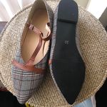 Grey plaid pointy toe ballet flats with brown t strap (Size EUR 38) Photo 3