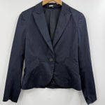 Theory  Nana Blazer Womens 8‎ Navy Pinstripe Single Button Single Breasted Jacket Photo 0