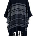 Aerie black and white striped fringed kimono poncho Photo 6