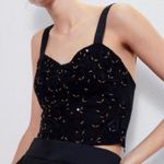 ZARA black beaded & sequins cropped cami top women's size small Photo 1