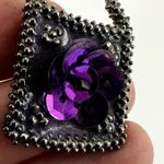 Danscraft silver tone purple flower brooch purse Photo 4