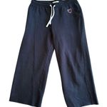 Marine layer  Cropped Sweatpant Sz S Black Wide Leg Raw Hem Drawstring Waist Photo 0