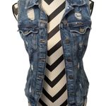 JeanDarrot 36 (US S) Distressed Denim Vest Blue Photo 0