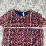 Eva Franco Blue and Red Bohemian Long Sleeve Lined Maxi Dress Size Medium Photo 9