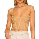 Jonathan Simkhai tan ribbed bustier eyelet cropped tank corset top medium Brown Photo 0