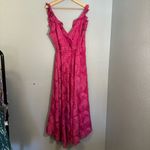 Hutch  x Anthropologie Ruffled‎ V Neck Leaf Wrap Maxi Dress Fuschia Small Party Photo 8