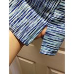 Chico's Weekends Size Medium (1) Blue Striated Short Sleeve Jersey Knit T-Shirt Photo 4