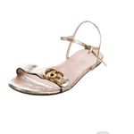 Gucci Marmont Double G Gold Metallic Leather Ankle Strap Sandals Women Size 7.5 Photo 1