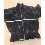 Portrait Vintage Black & Metallic Gold Fleck Peplum Velour Jacket Zipper Sz Lg Photo 9