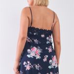 Boutique Ganji Plus Navy Floral Crochet Trim Slip Dress 1X Photo 2