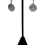 Silver Tone Sand Dollar Medallion Bib Statement Necklace Dangle Earrings Set Photo 5