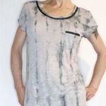 Miss Me  Gray Chain Embellished Short Sleeve Tunic Tee T Shirt Top M Photo 1