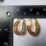 Gold Filled Greek Key Oval Hoop Earrings Photo 3