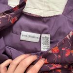 Jaclyn Smith Vintage purple floral silk midi dress with ruching Size 12 Photo 1