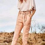 Anthropologie  Elevenses pink linen blend paperbag pants XS Photo 0