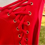 Venus  Red Lace Up Long Sleeve Top Photo 8
