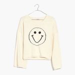 Madewell Women's Brownstone Smiley Face Pullover Sweater White Size Small Photo 1