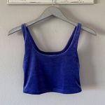 Athleta  Velvet Cut Out Crop Top Bra Noble Blue Photo 1