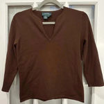 Ralph Lauren Lauren Black Label Classic Chocolate Brown Silk Top Size 0Petite 0P Photo 0