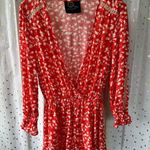 Blue Life Revolve  Fae Faux Wrap Ruffle Elastic Waist Ditsy Floral Romper S Photo 1