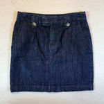 Banana Republic Dark Wash Denim A-Line Button Front Mini Skirt Size 2 Photo 0
