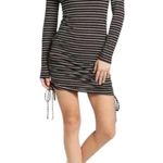 Abound New  Womens Size Large Rain Check Bodycon Mini Striped Ruched Black Photo 13