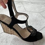 Aquatalia Open Toe Suede/Patent Leather/Straw Peep Toe Wedges Sz 8 Photo 5