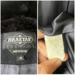 American Vintage Vintage Braetan Black Wool Long Coat Faux Fur Trim Made in Russia Size 10 Photo 5