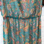 Flying Tomato Turqouise Paisley lace tiered skirt Cold Shoulder Boho Maxi Large Photo 6