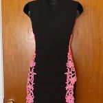 Symphony Black Dress Pink Open Cutout Stitch Sides Bodycon Mini Dress Size Small Photo 12