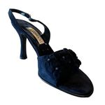 BELTRAMI Suede Sandals Navy Blue 3D Floral Design Sling Back Italy EU 38 US 7.5 Photo 5