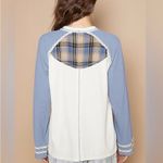 POL  Plaid Patchwork Long Sleeve Top Photo 1