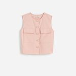 Madewell Crop Cargo Pocket Crewneck Top in Pale Blush, Size X-Small Photo 5