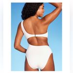 Shade & Shore White Women’s Ribbed One Shoulder Cut Out One Piece Swimsuit ~ ~ S Photo 1