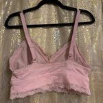 Aerie  Light Pink Ribbed Longline Eyelash Lace Bralette XL Photo 1