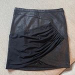 Bebe ‎ Metallic Black Wrap Style Mini Short Pencil Skirt Zip Back Small Photo 1