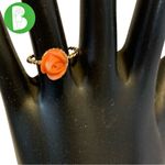 1980’S SOLID 14K YELLOW GOLD GENUINE CORAL CARVED ROSE BUD RING (8.25) Pink Size 6 Photo 0