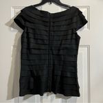 Tadashi Shoji Tadashi Collection Taffeta Rossetti Tiered Cap Sleeve Top in Black, Size 14 Photo 3